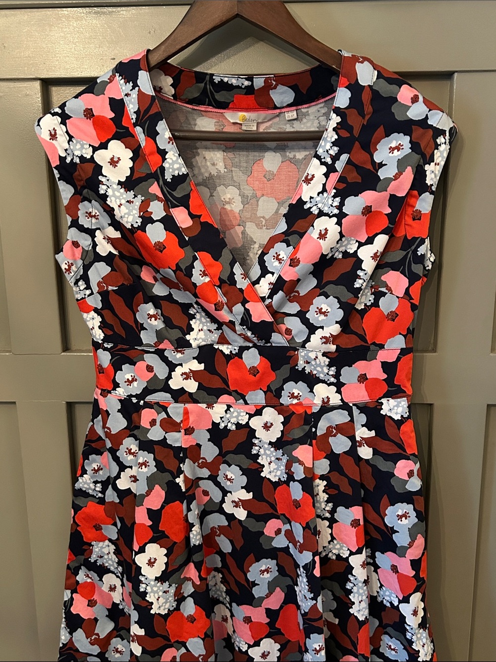 Boden Navy Floral Fit-and-Flare Dress with Red and White Blooms - Picture 8 of 11